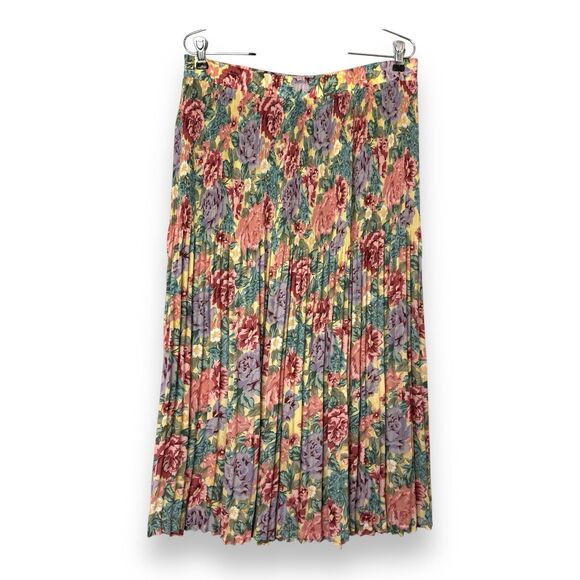 Vintage Knife Pleated Maxi Skirt M 90s Cottagecore Fairy Floral Grunge Bloomcore - Picture 1 of 10